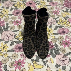 Rothy's Black Leopard Ankle Boots